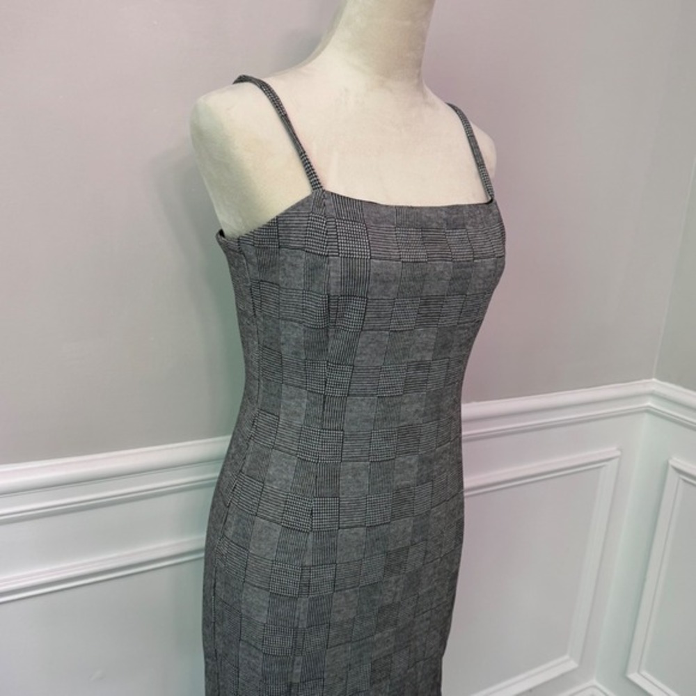 Forever 21 Plaid Square Neck‎ Mini Dress Spaghetti Strap Bodycon Academia - Picture 6 of 14